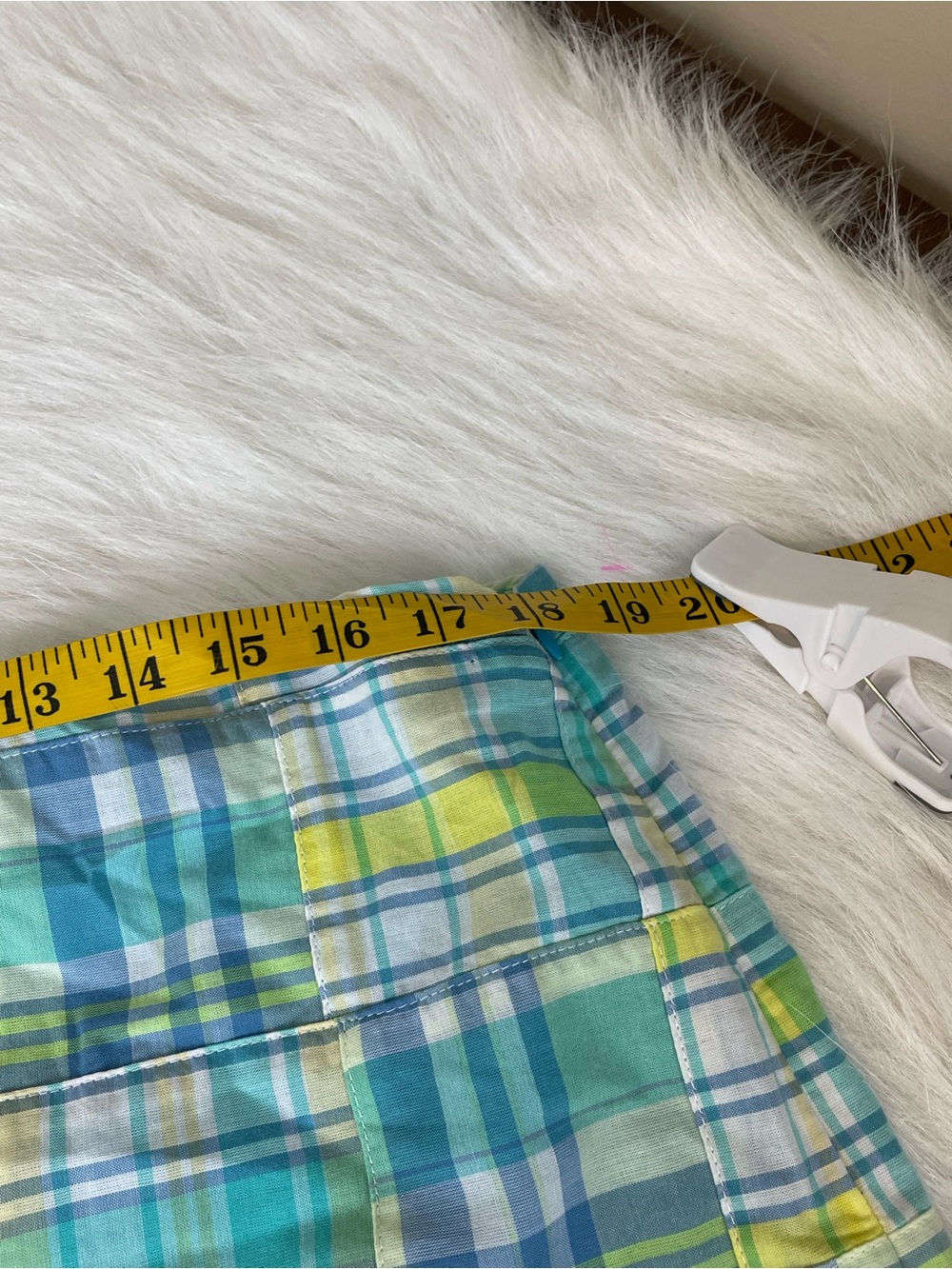 Talbots Madras Plaid Patchwork Mini Skirt in Aqua and Yellow 12 - Picture 12 of 12